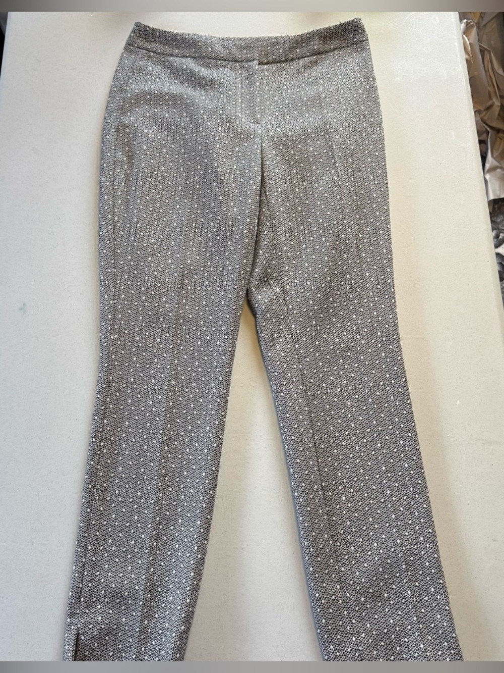 NIC+ZOE Black and White Microdot Straight-Leg Dress Pants